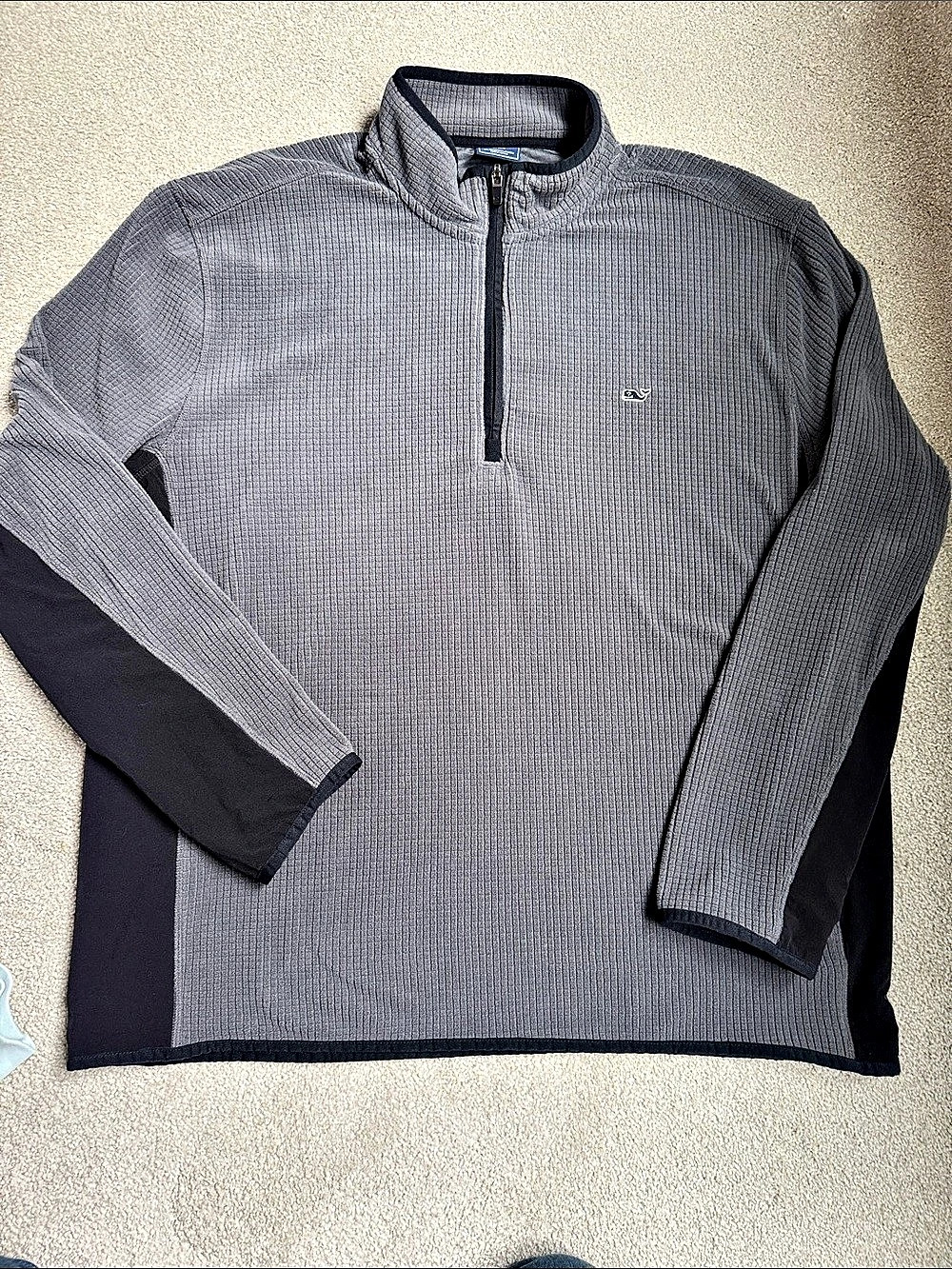 XXL Vineyard Vines Grid-Tech Quarter Zip Pullover Gray & Black